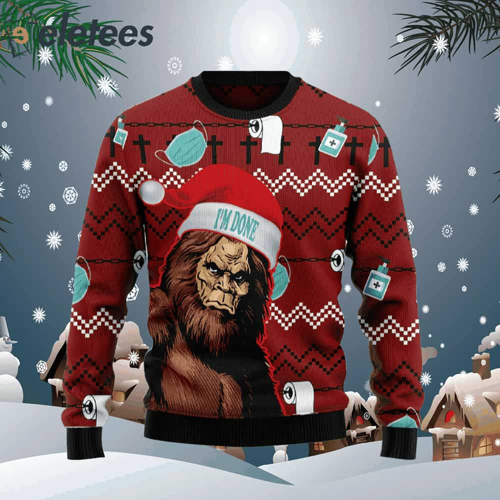 Bigfoot Done Ugly Christmas Sweater