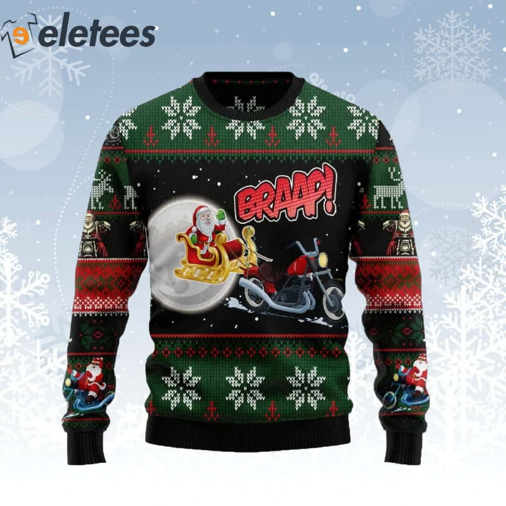 Biker Santa Xmas Ugly Christmas Sweater