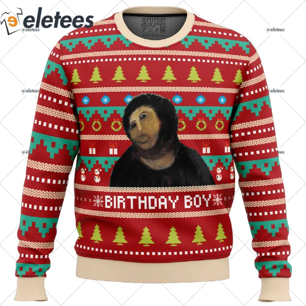 Birthday Boy Potato Jesus Ugly Christmas Sweater