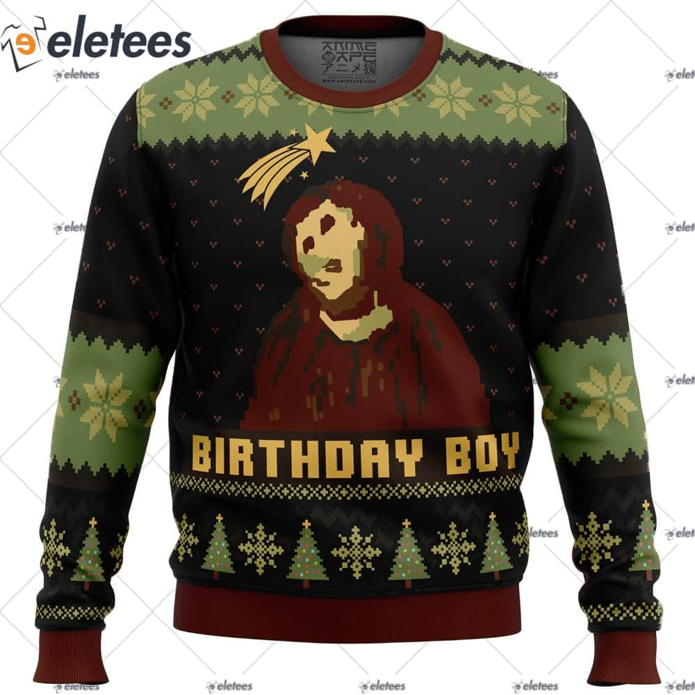 Birthday Boy The Ruined Fresco Of Jesus Ugly Christmas Sweater