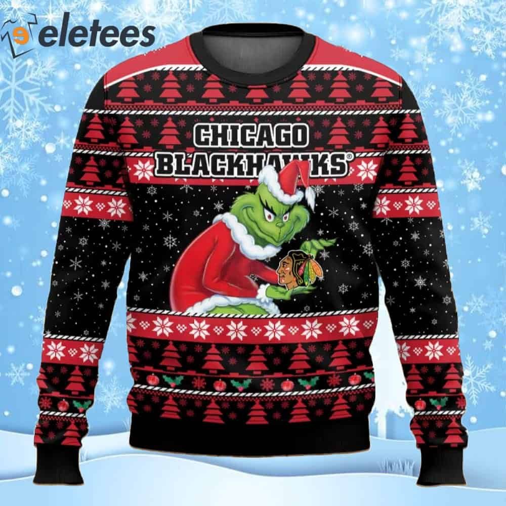 Blackhawks Hockey Grnch Ugly Christmas Sweater