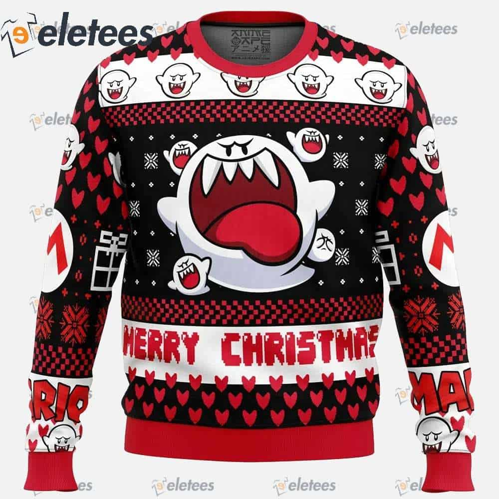 Boo Super Mario Bros Ugly Christmas Sweater