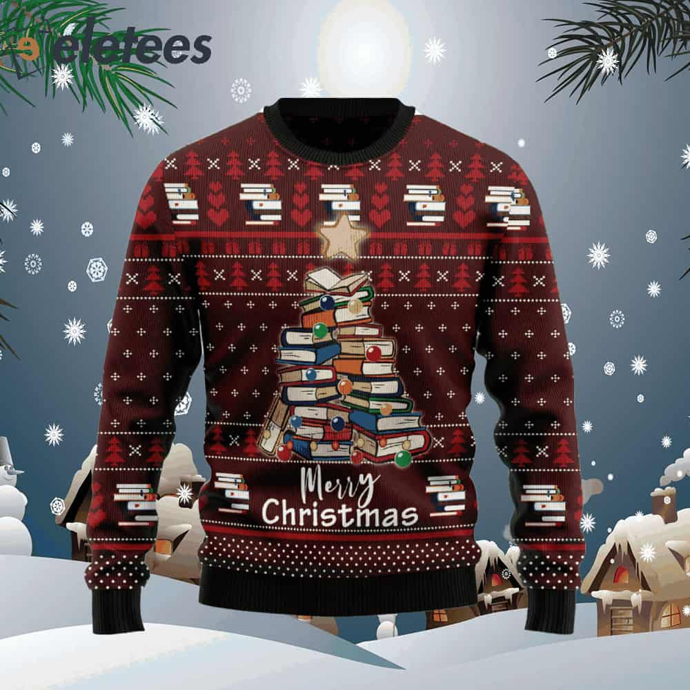 Book Pine Ugly Christmas Sweater