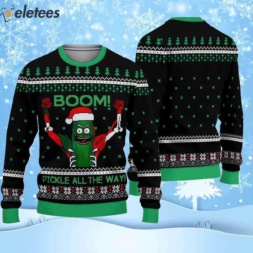 Boom Rick And Morty Pickle Ugly Christmas Sweater