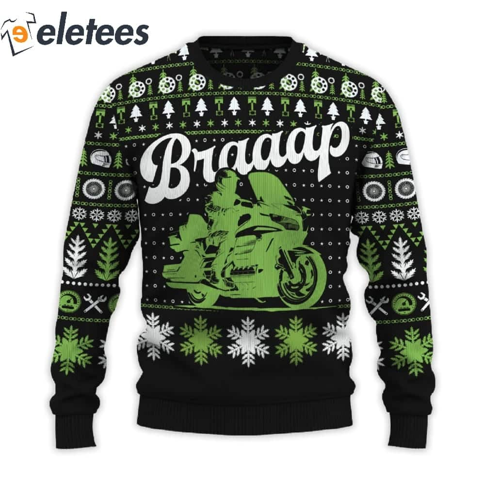 Braaap Gold Wing Christmas Sweater