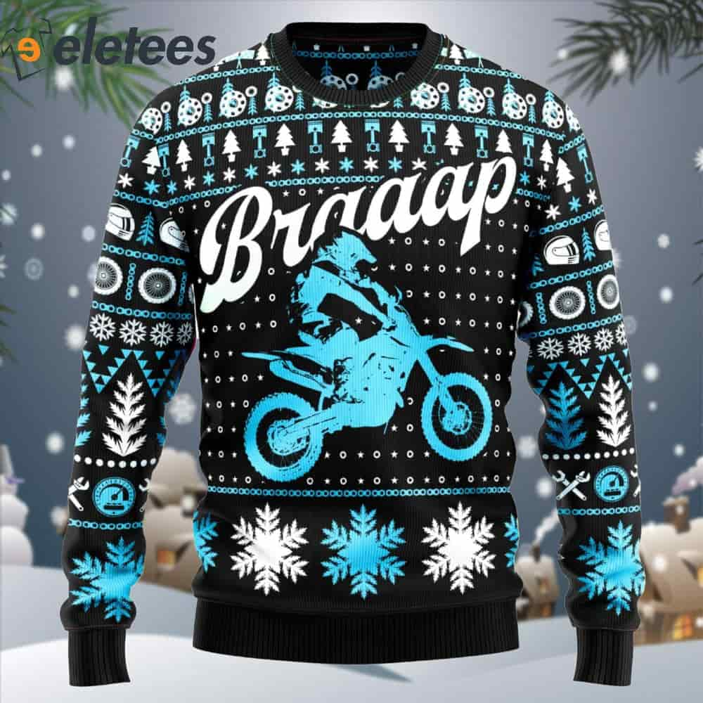 Braaap Moto Blue Version Ugly Christmas Sweater