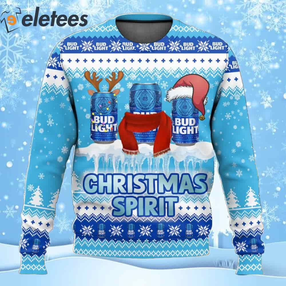 Bud Light Beer Christmas Spirit Ugly Christmas Sweater