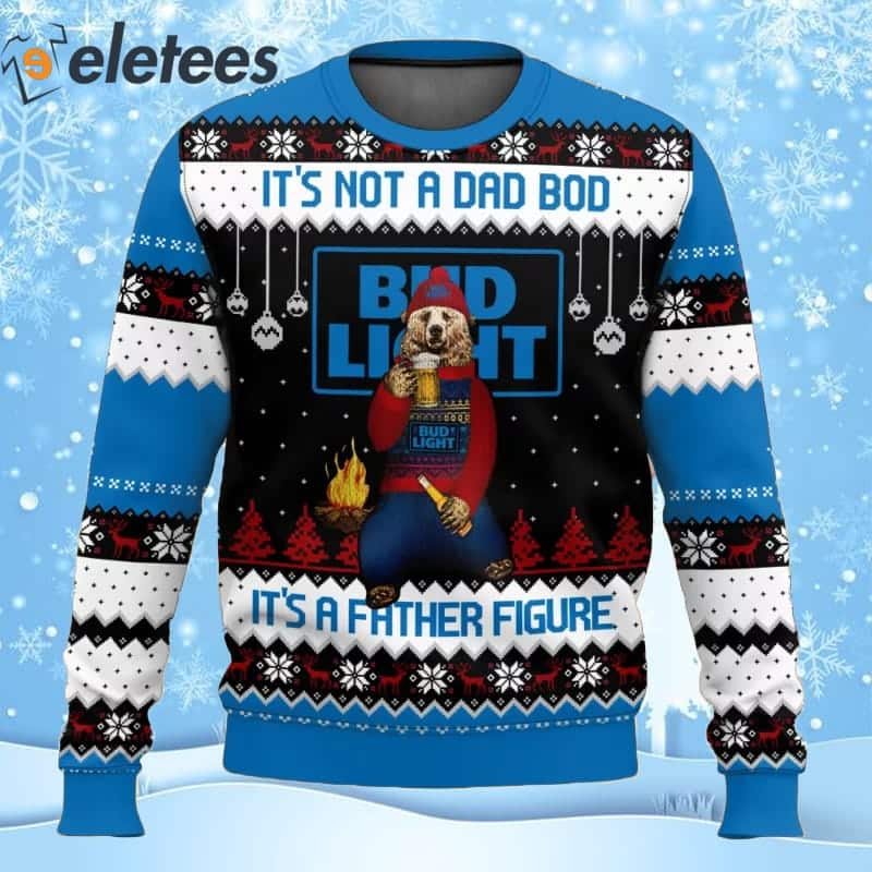 Bud Light Beer It's Not A Dad Bod It's A Father Figure Ugly Christmas Sweater