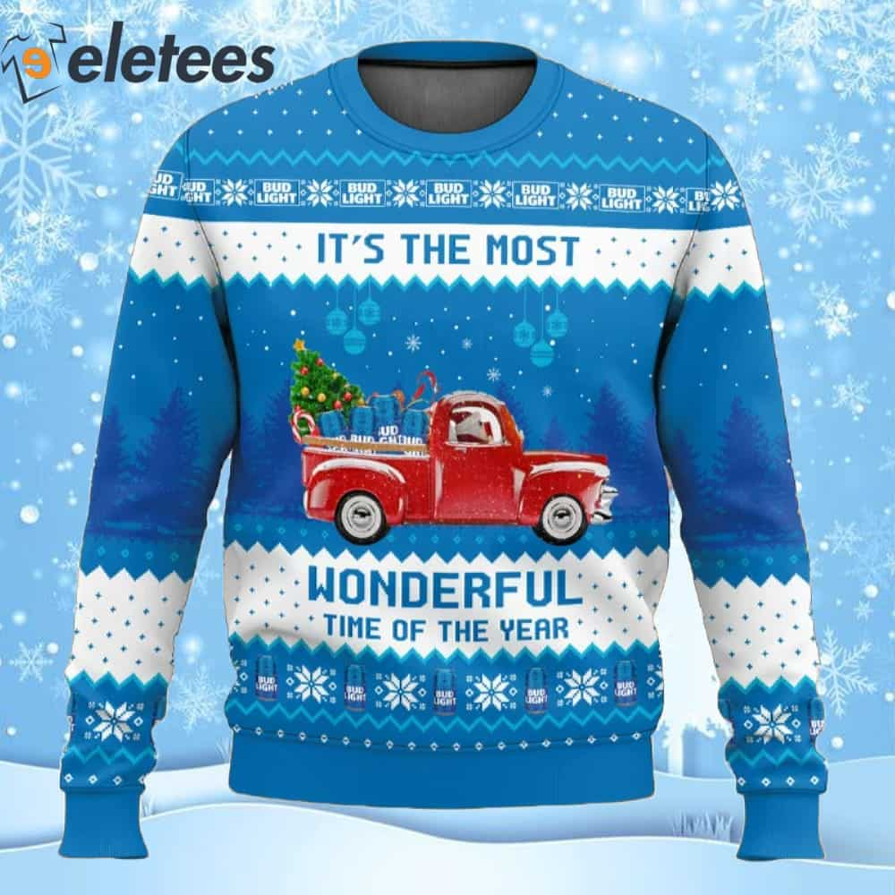 Bud Light It's The Most Wonderful Time For A Beer Ugly Christmas Sweater