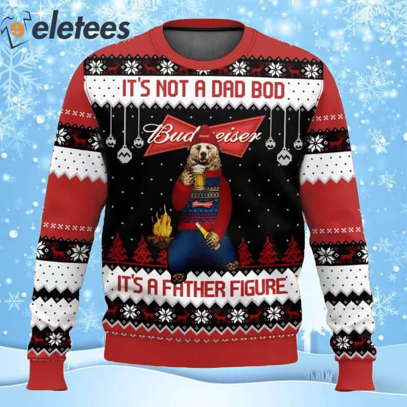 Budweiser Beer It's Not A Dad Bod It's A Father Figure Ugly Christmas Sweater