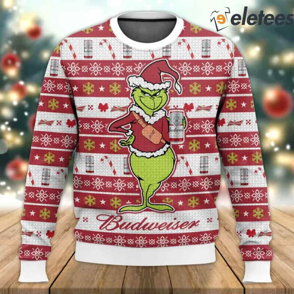 Budweiser Grnch Ugly Christmas Sweater