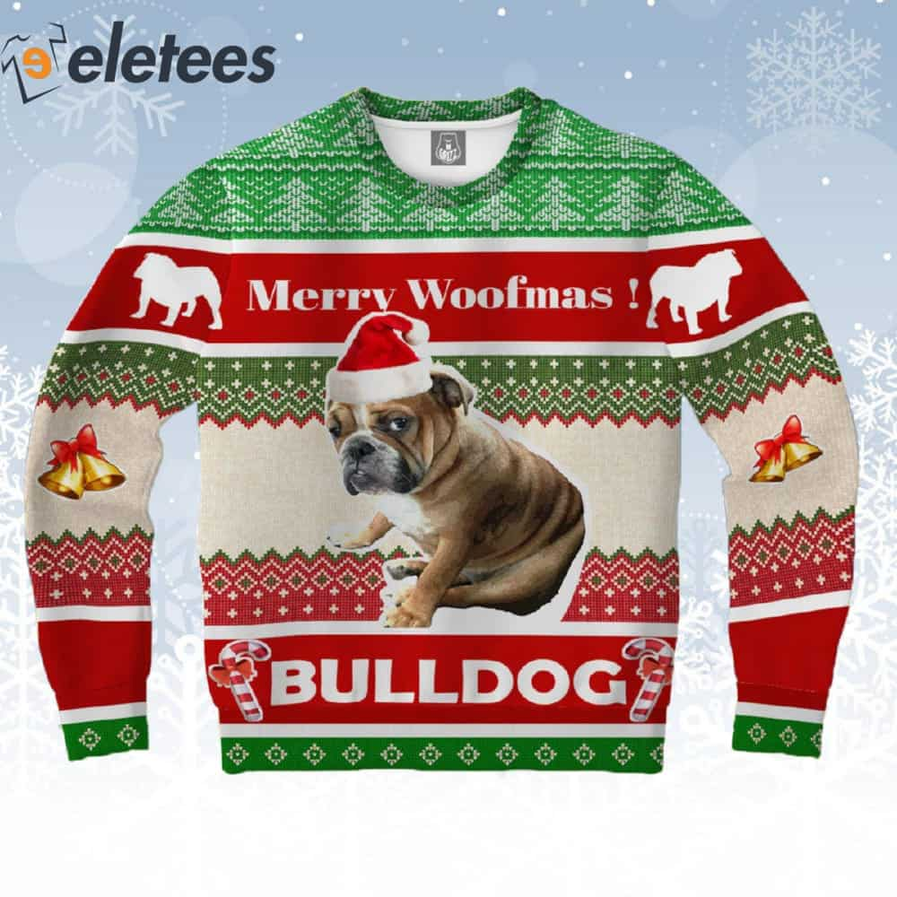 Bulldog Merry Woofmas Ugly Christmas Sweater