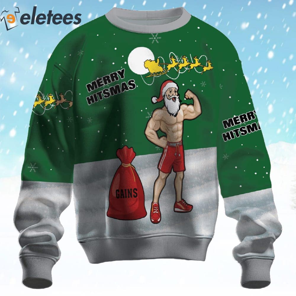 Burly Santa Merry Hitsmas Ugly Christmas Sweater