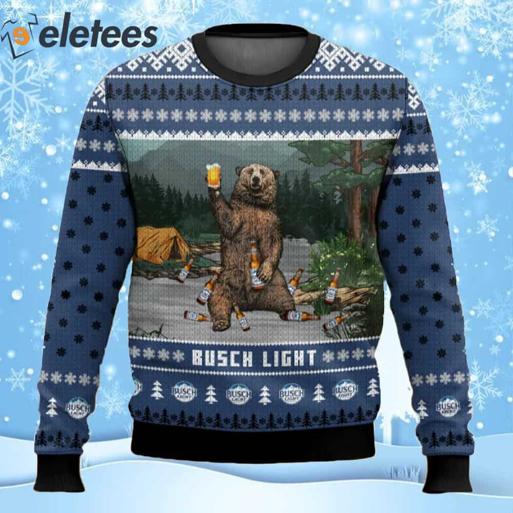 Busch Light Bear Ugly Christmas Sweater