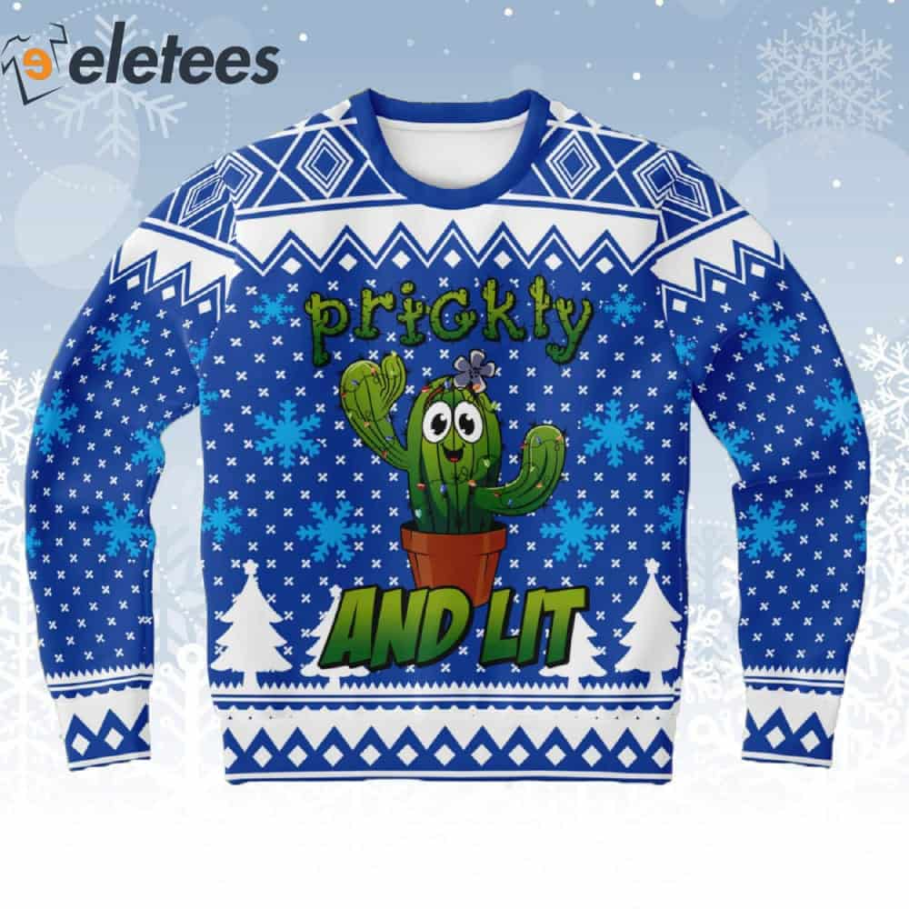 Cactus Prickly and Lit Ugly Christmas Sweater