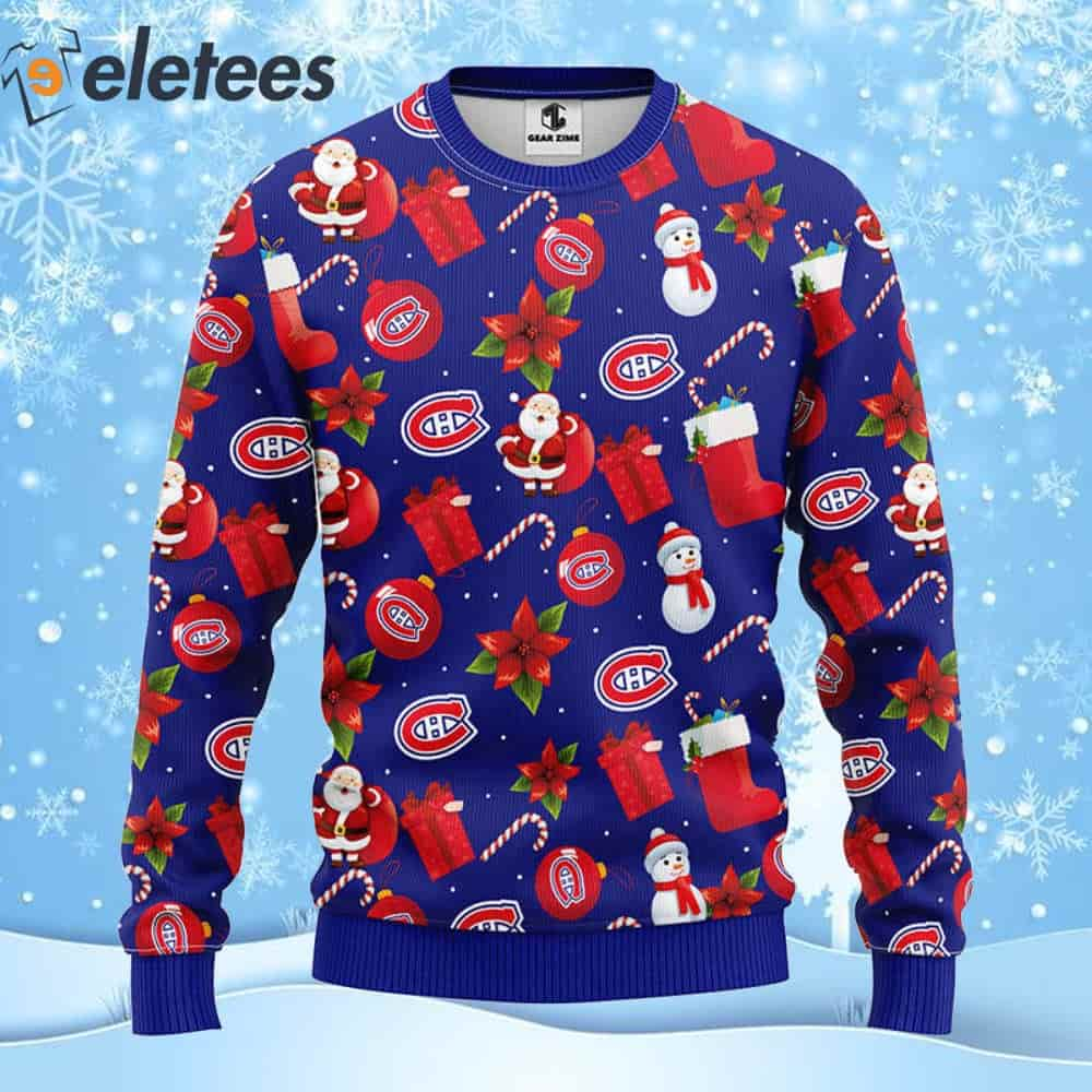 Canadiens Hockey Santa Claus Snowman Ugly Christmas Sweater