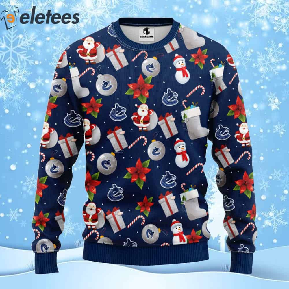 Canucks Santa Claus Snowman Ugly Christmas Sweater