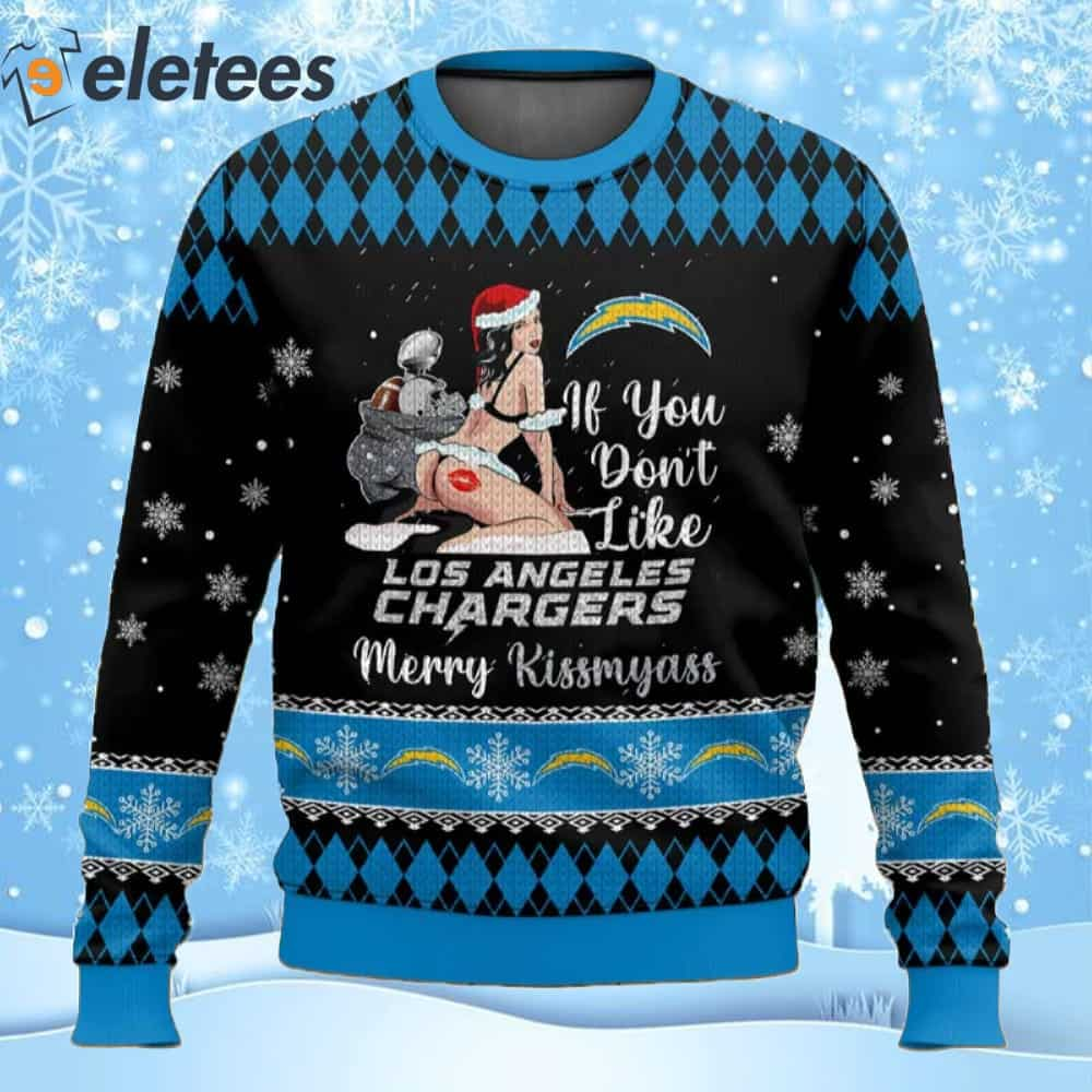 Chargers Football Merry Kissmyass Ugly Christmas Sweater