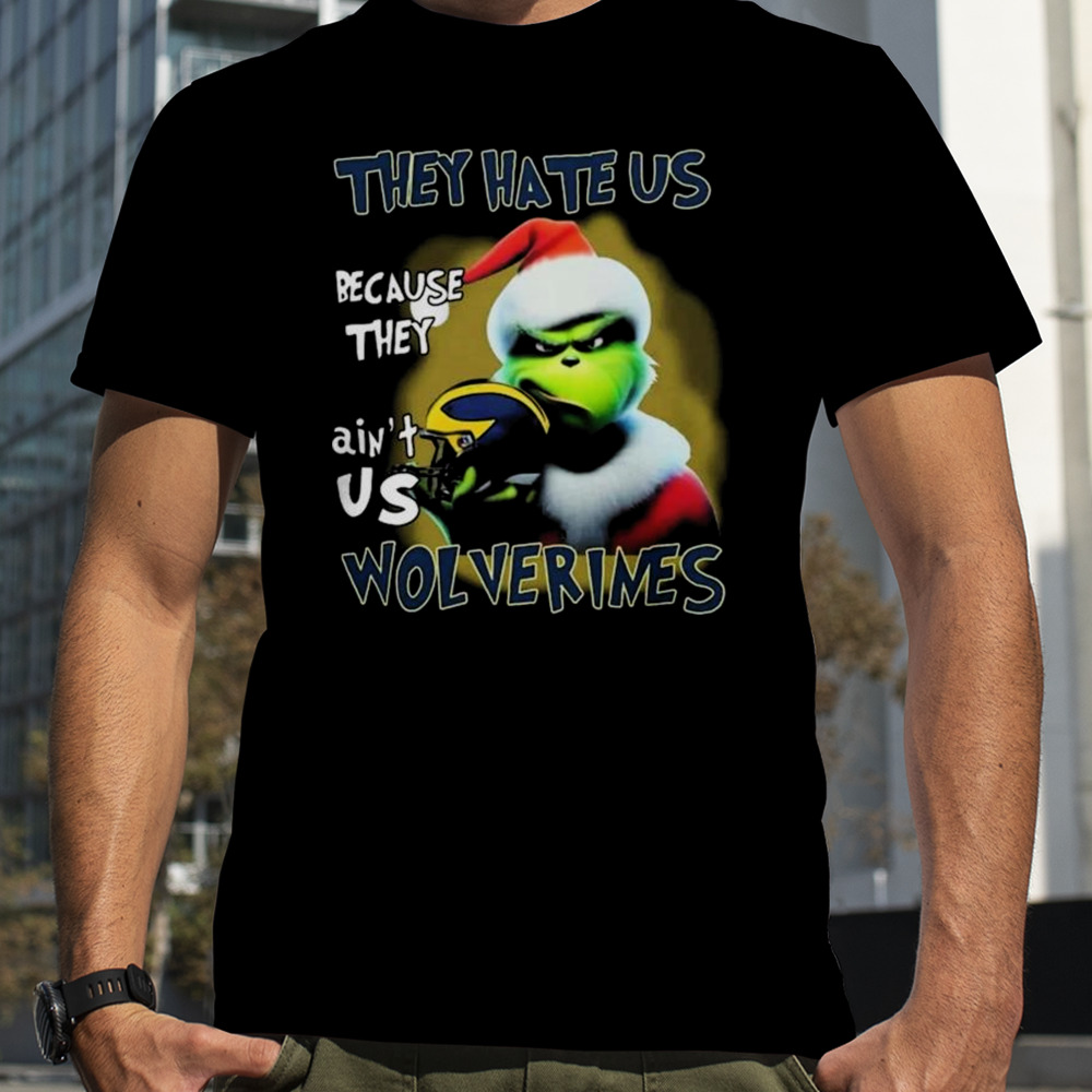 Santa Grinch Christmas They Hate Us Because Ain’t Us Michigan Wolverines Helmet shirt