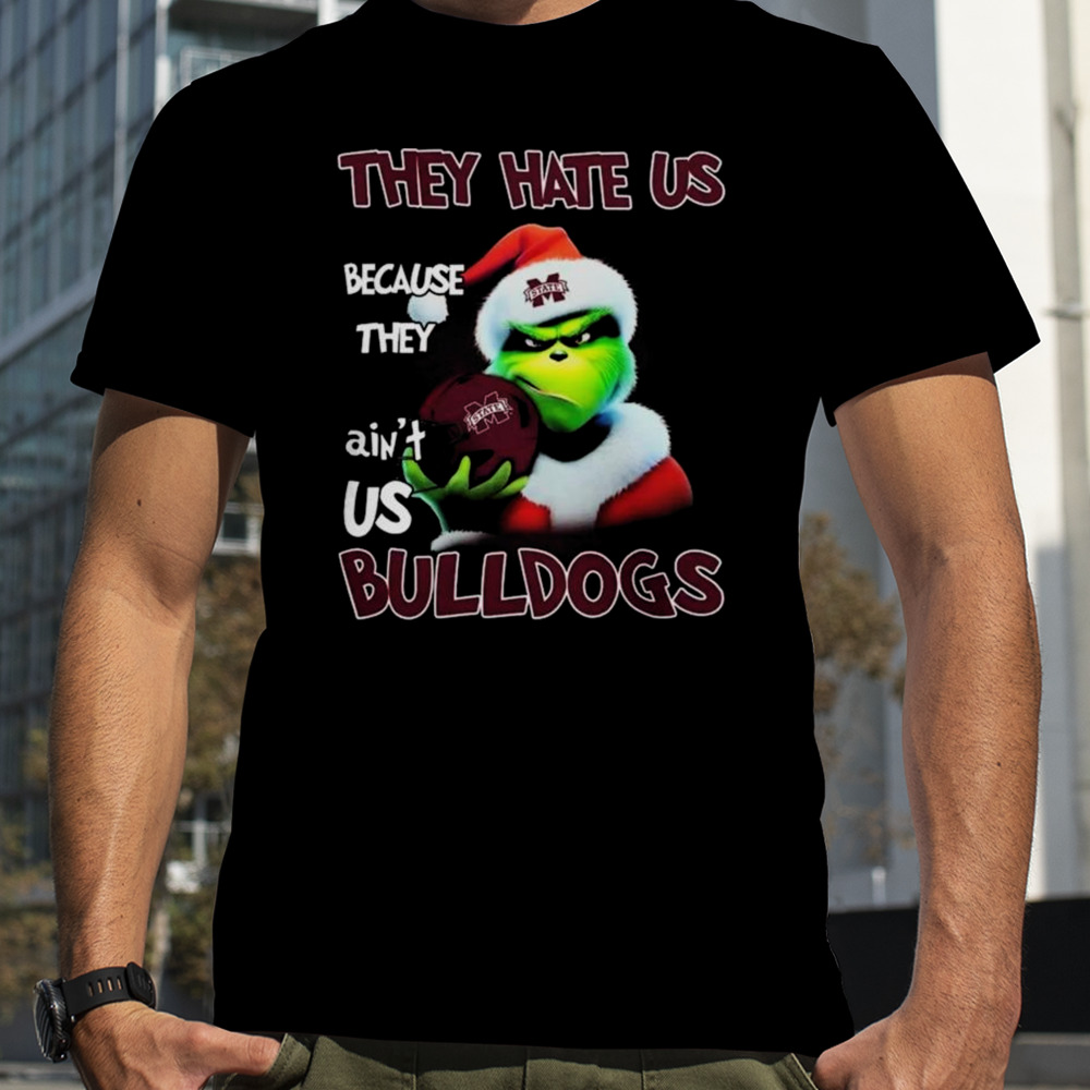 Santa Grinch Christmas They Hate Us Because Ain’t Us Mississippi State Bulldogs Helmet shirt