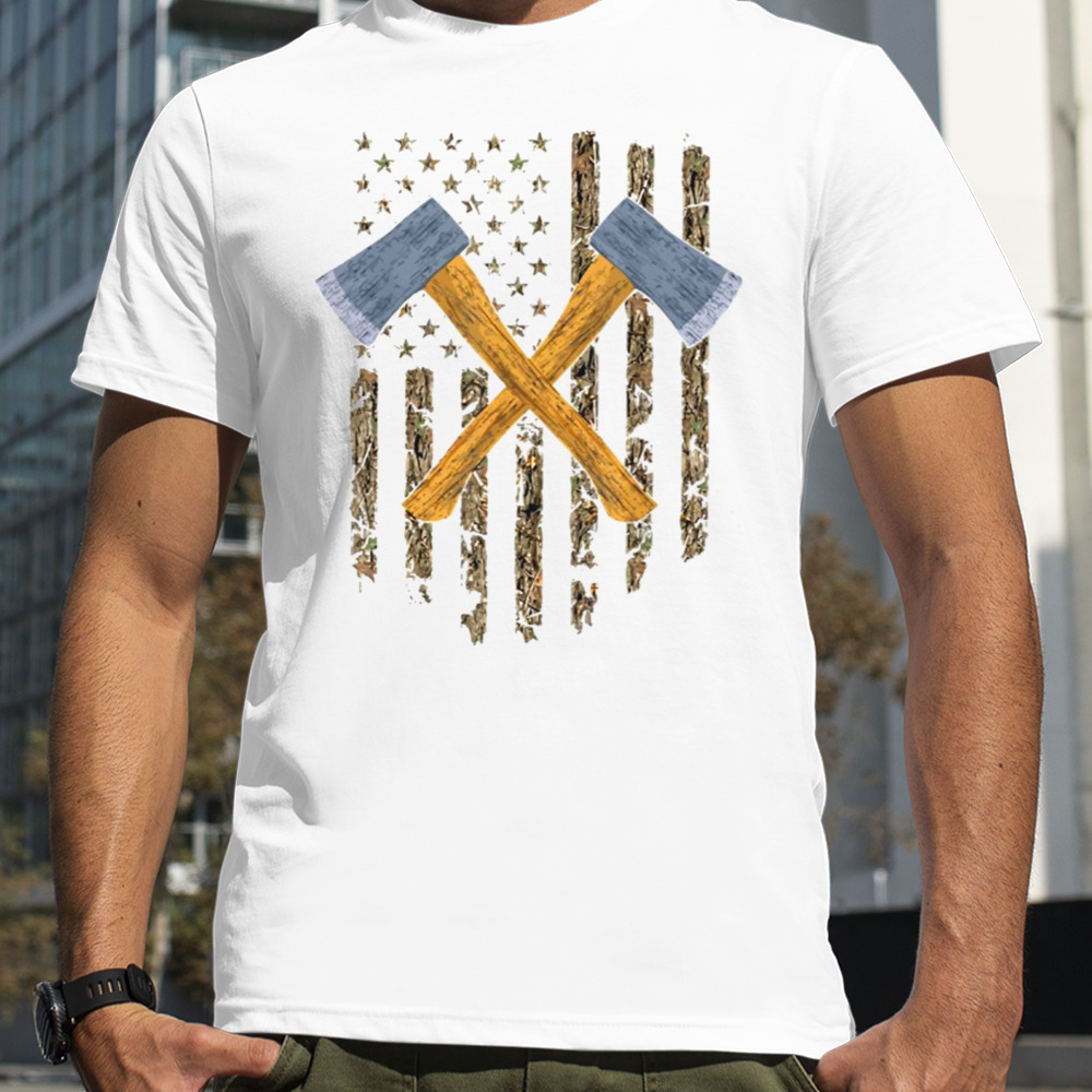 USA Flag Never Underestimate An Old Man With An Axe shirt