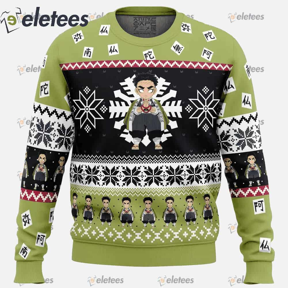 Chibi Christmas Gyomei Himejima Demon Slayer Ugly Christmas Sweater