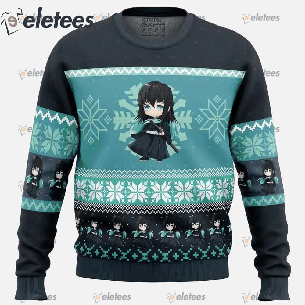 Chibi Christmas Muichiro Tokito Demon Slayer Ugly Christmas Sweater