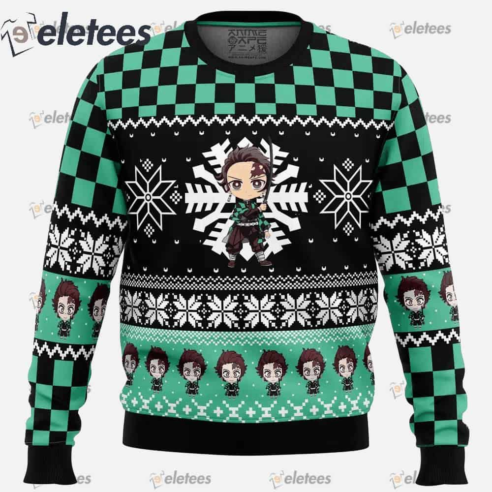 Chibi Christmas Tanjiro Kamado Demon Slayer Ugly Christmas Sweater