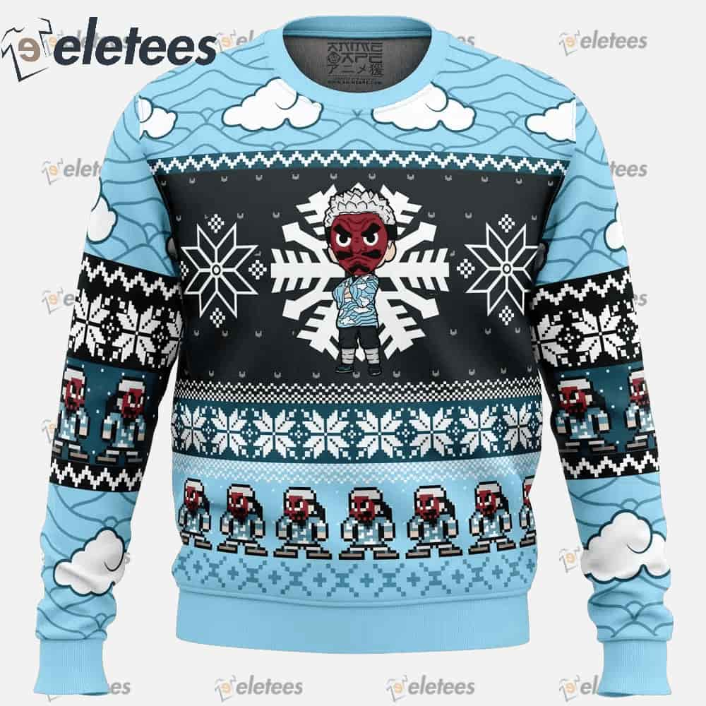 Chibi Christmas Urokodaki Sakonji Demon Slayer Ugly Christmas Sweater