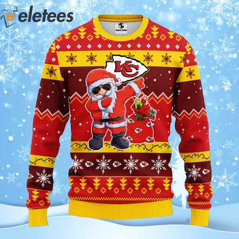 Chiefs Football Dabbing Santa Claus Ugly Christmas Sweater