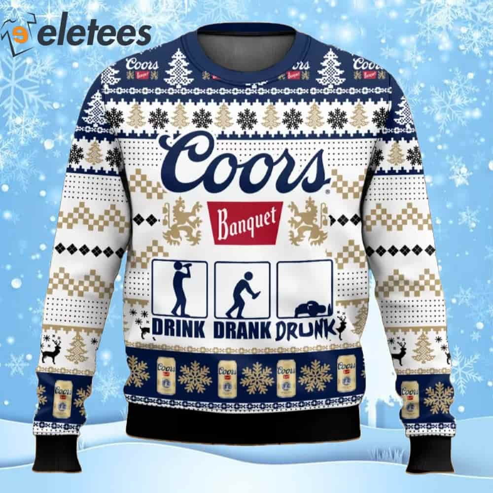 Coors Banquet Beer Drink Drank Drunk Ugly Christmas Sweater