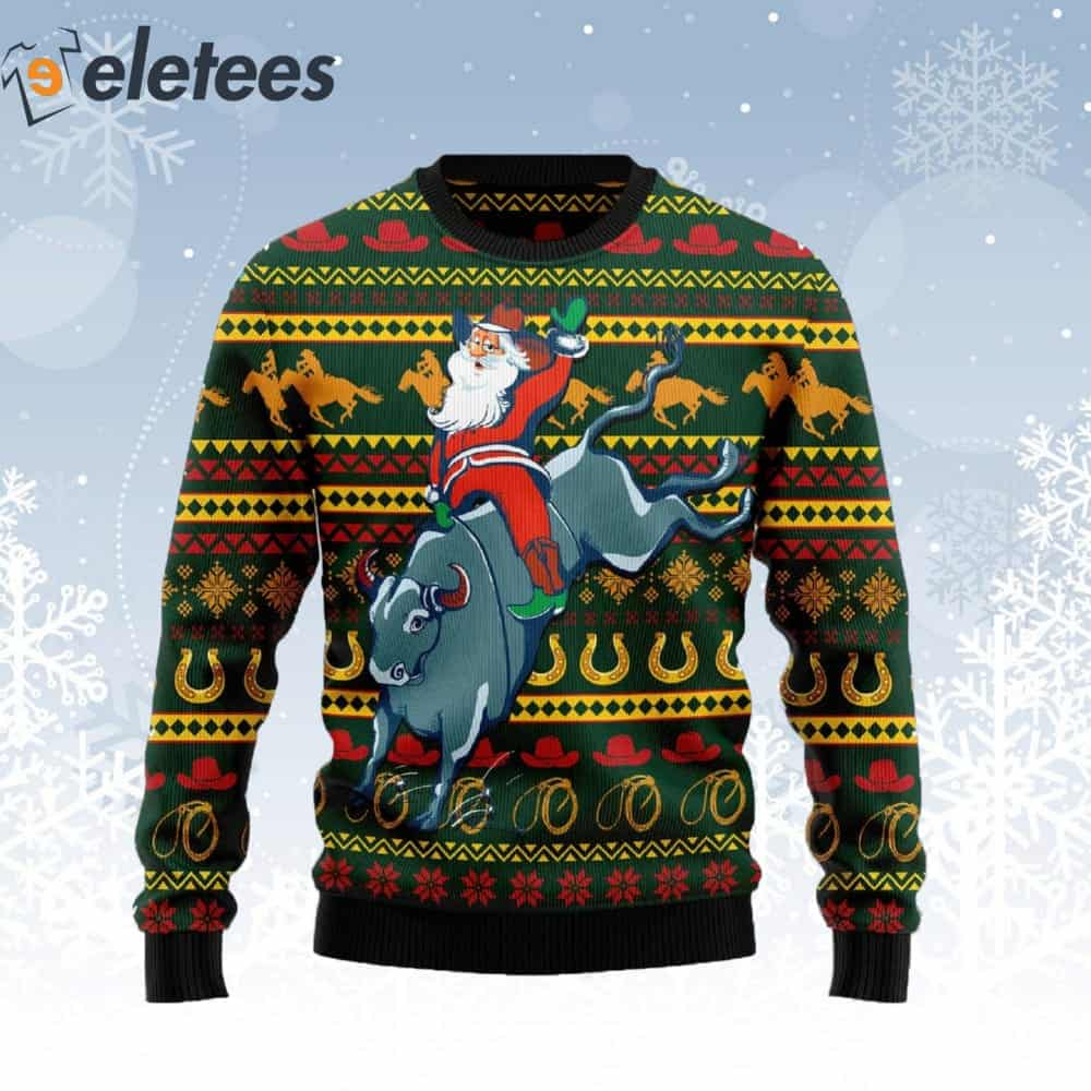 Cowboy Santa Claus Ugly Christmas Sweater