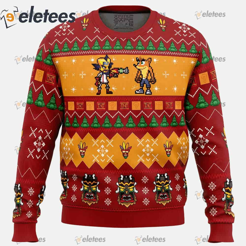 Crash and Doc Neo Crash Bandicoot Ugly Christmas Sweater