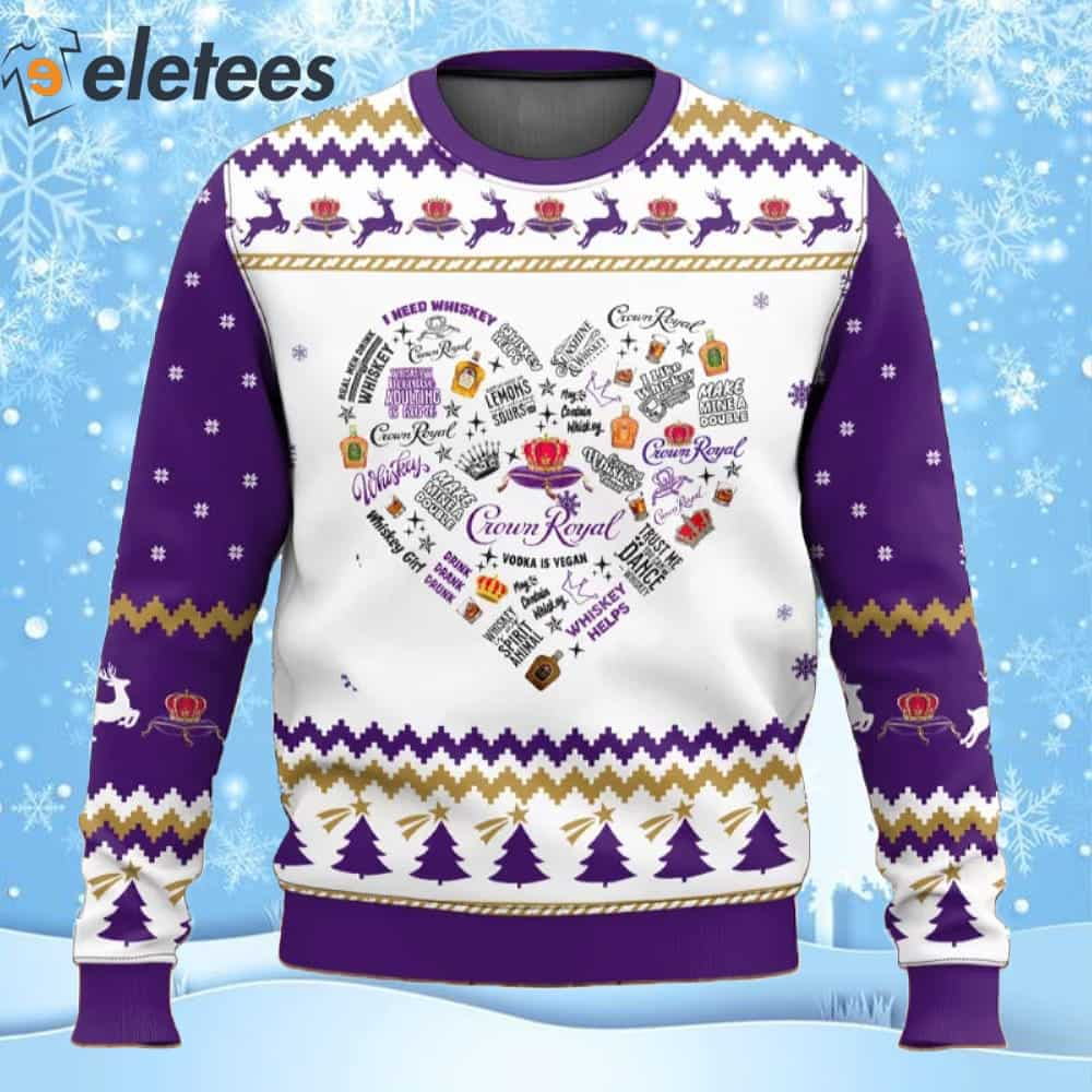 Crown Royal Whisky Heart Ugly Christmas Sweater