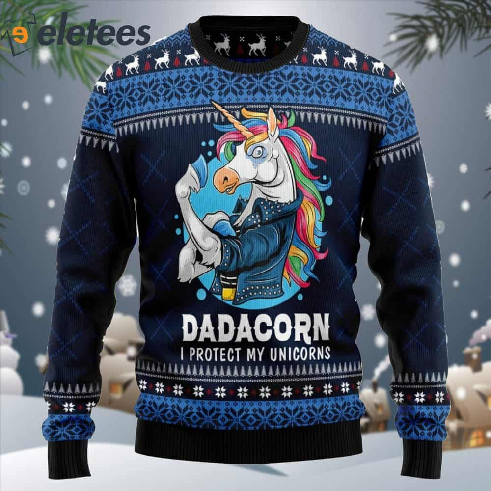 Dadacorn Protector Of My Unicorns Ugly Christmas Sweater