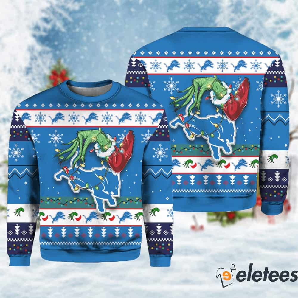 Detroit Lions Grnch Ugly Christmas Sweater