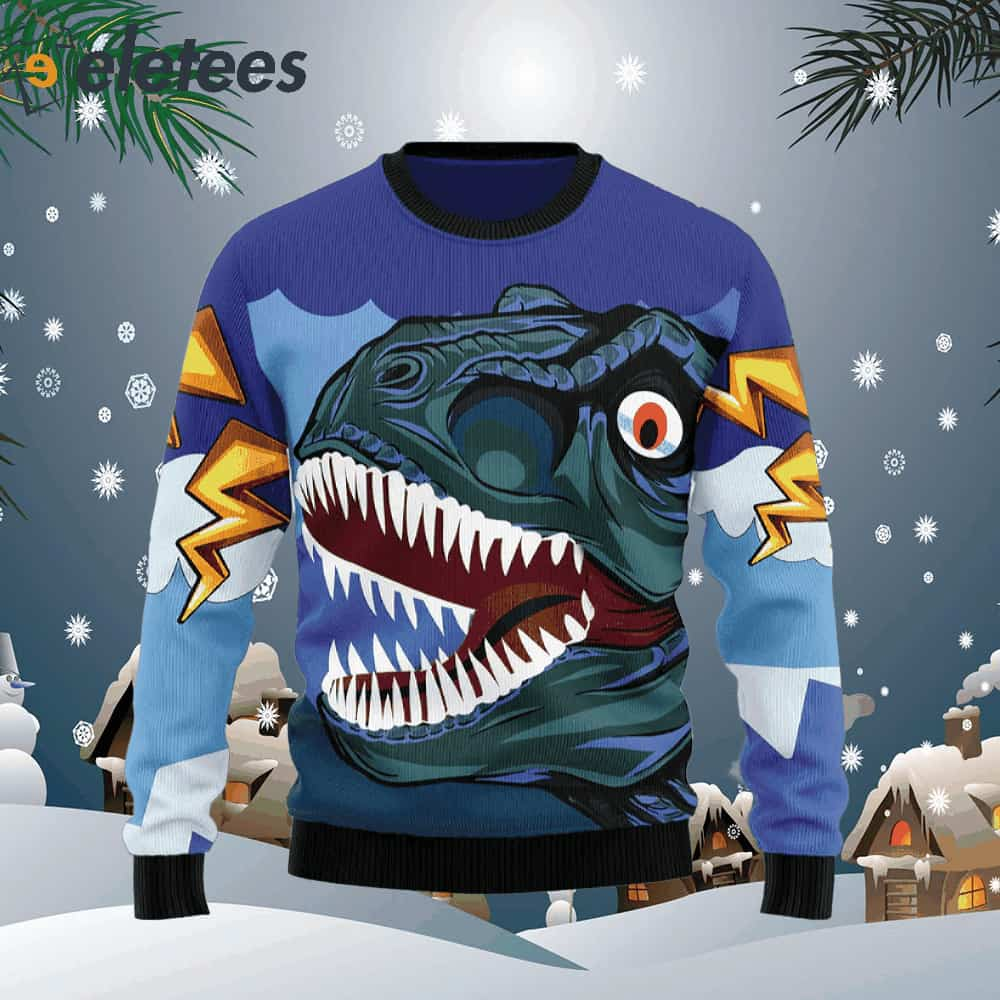 Dinosaur Face Ugly Christmas Sweater