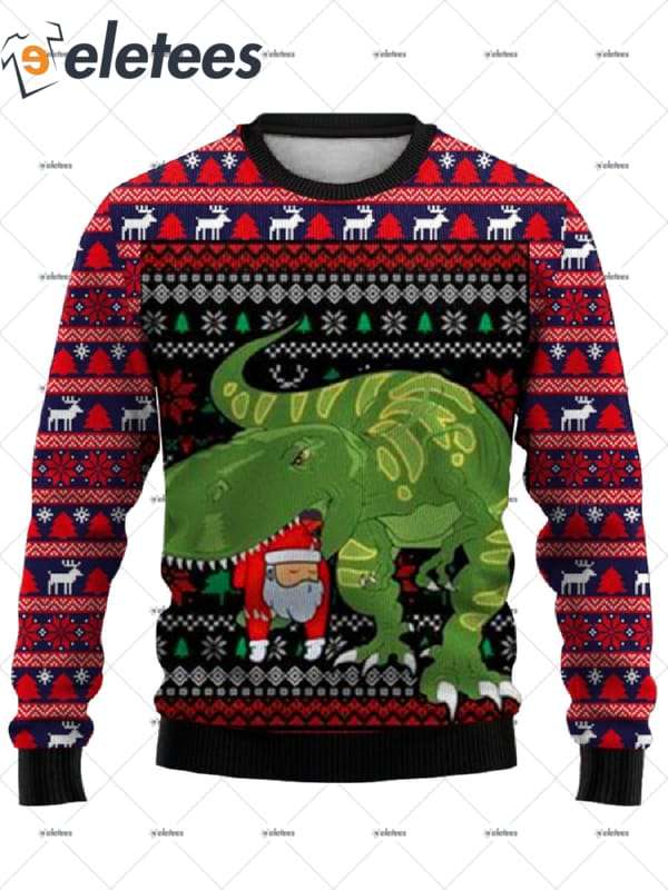 Dinosaur Santa Ugly Christmas Sweater