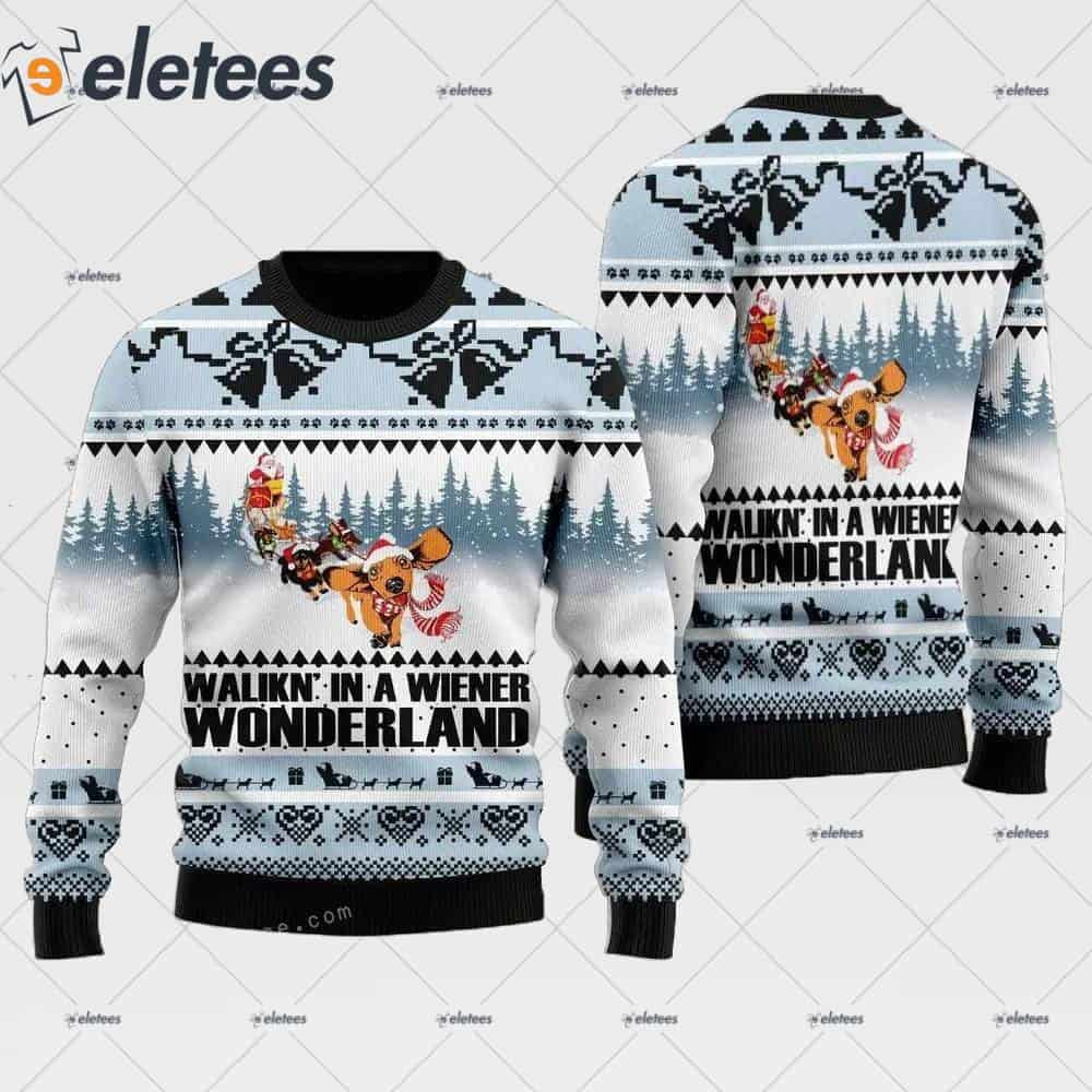 Dog Lover Walkin In A Wiener Wonderland Ugly Sweater