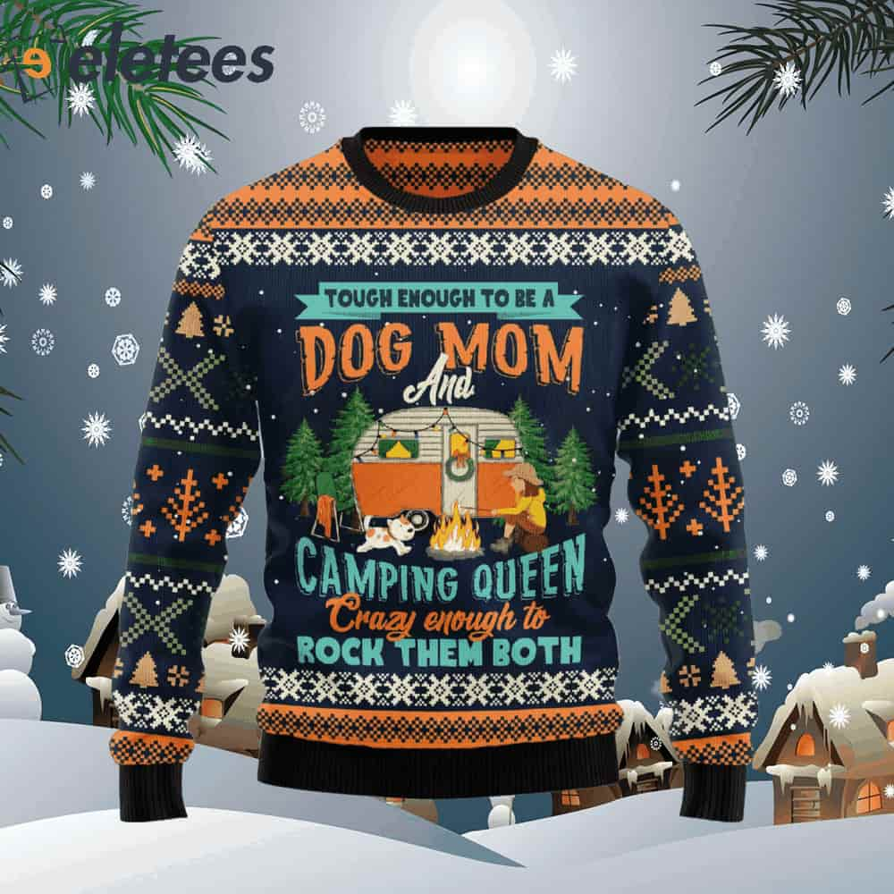 Dog Mom Camping Ugly Christmas Sweater