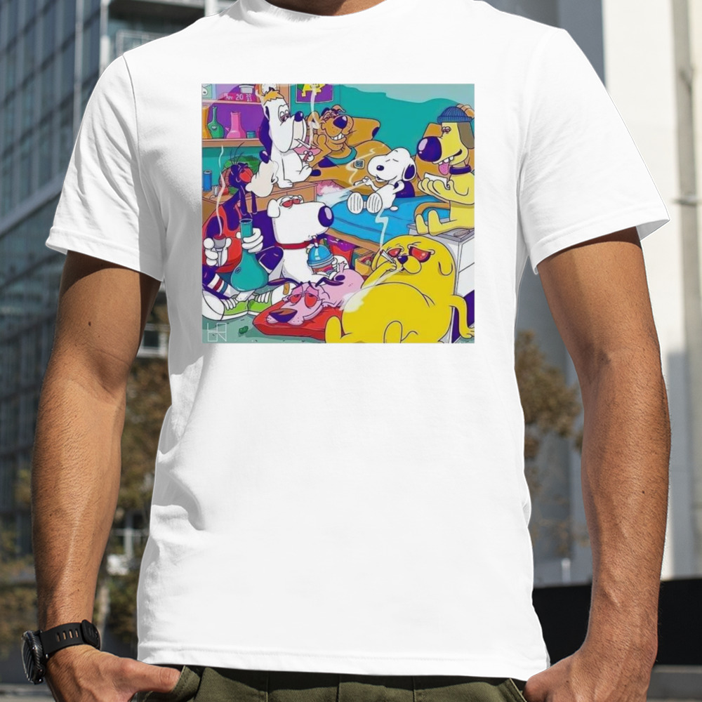 Dogs cartoon characters smoke shirt