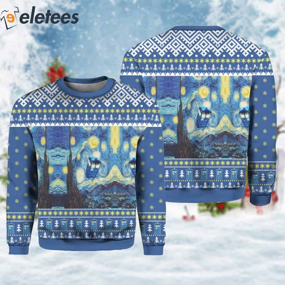 Dr Who Van Gogh Starry Night Ugly Christmas Sweater