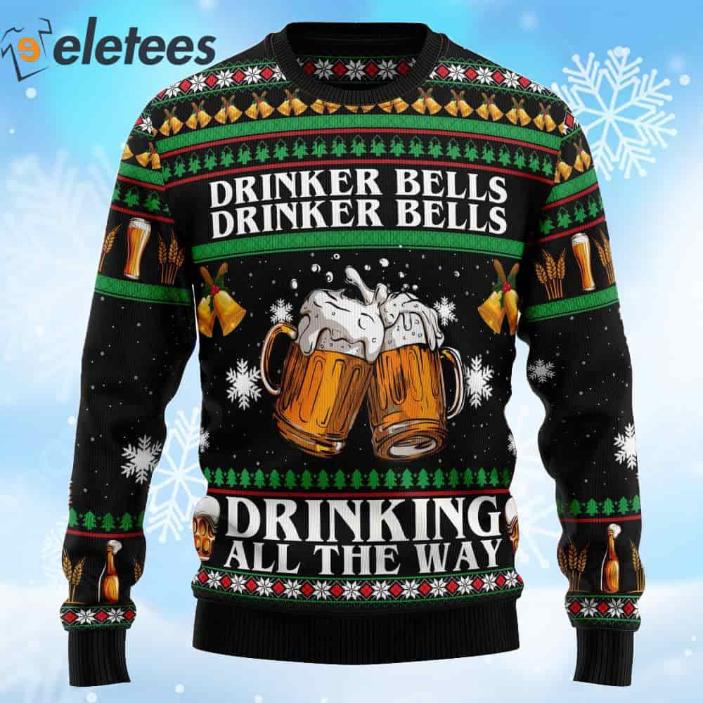 Drinker Bell Drinking All The Way Ugly Christmas Sweater