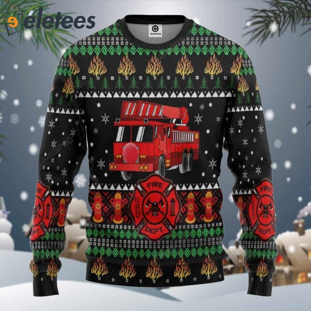 Firefighter Truck Ugly Christmas Sweater