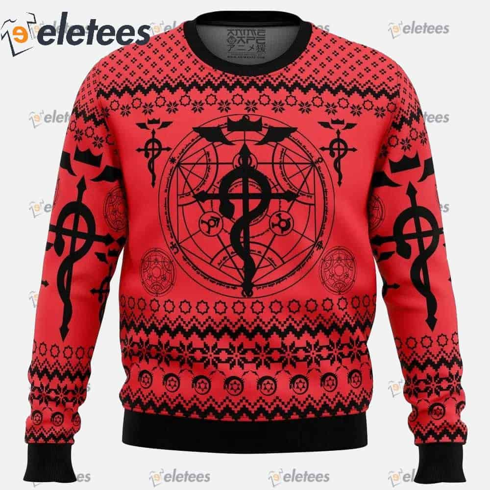 Flamel's Cross x Transmutation Circle Full Metal Alchemist Ugly Christmas Sweater