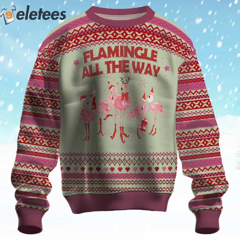 Flamingo Flamingle All The Way Ugly Christmas Sweater