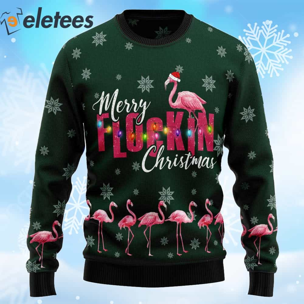 Flamingo Merry Flockin Christmas Ugly Sweater