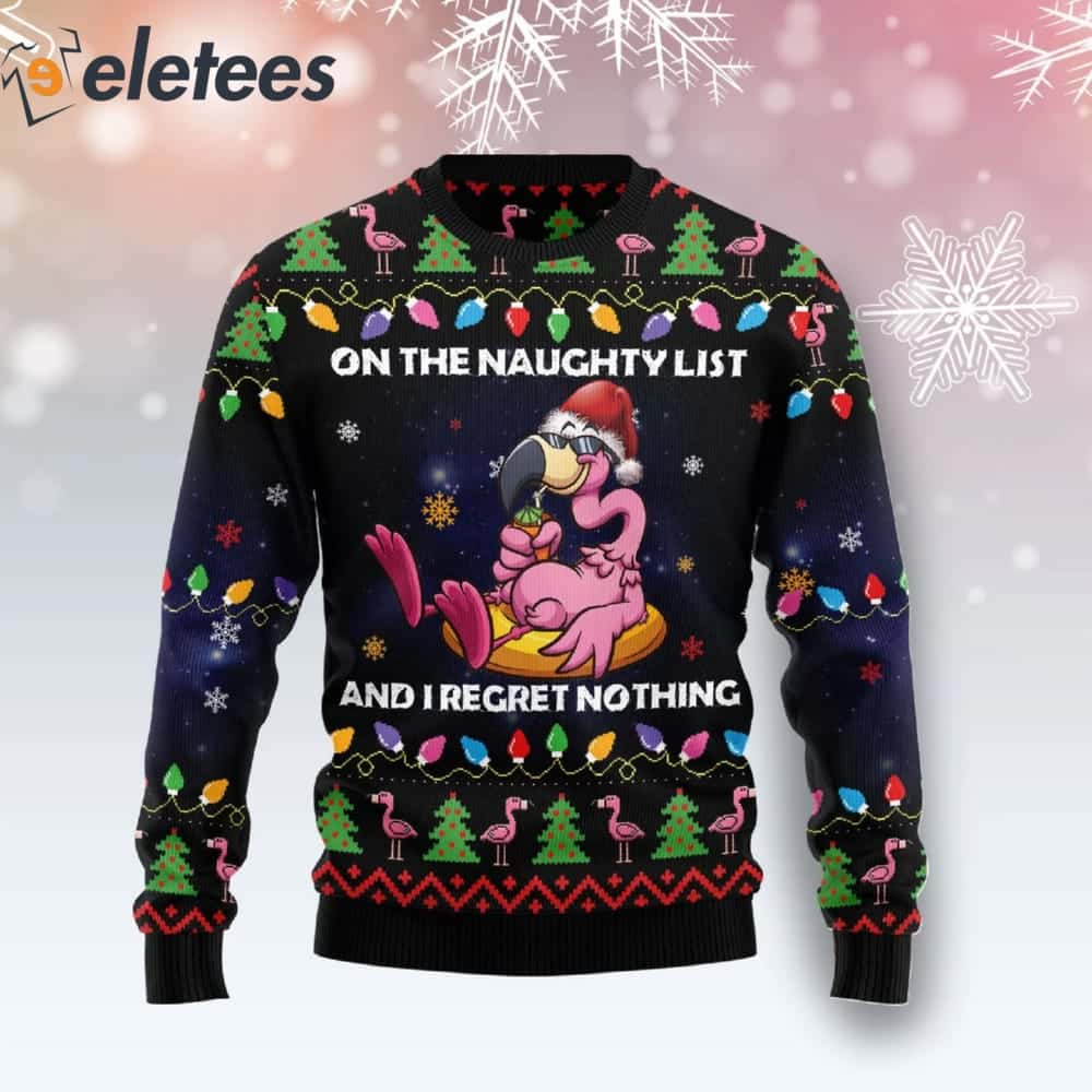 Flamingo On The Naughty List Ugly Christmas Sweater