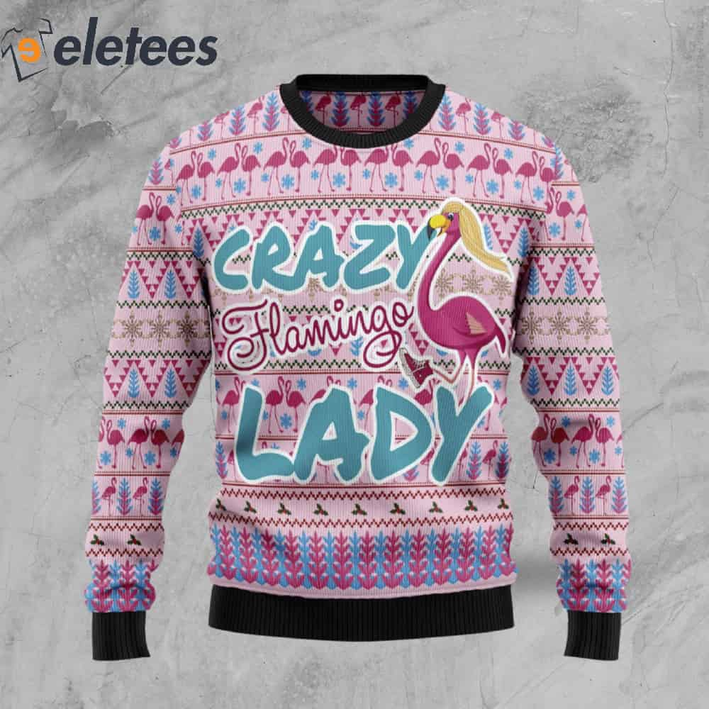 Flamingo Pink Flamingo Lady Ugly Christmas Sweater