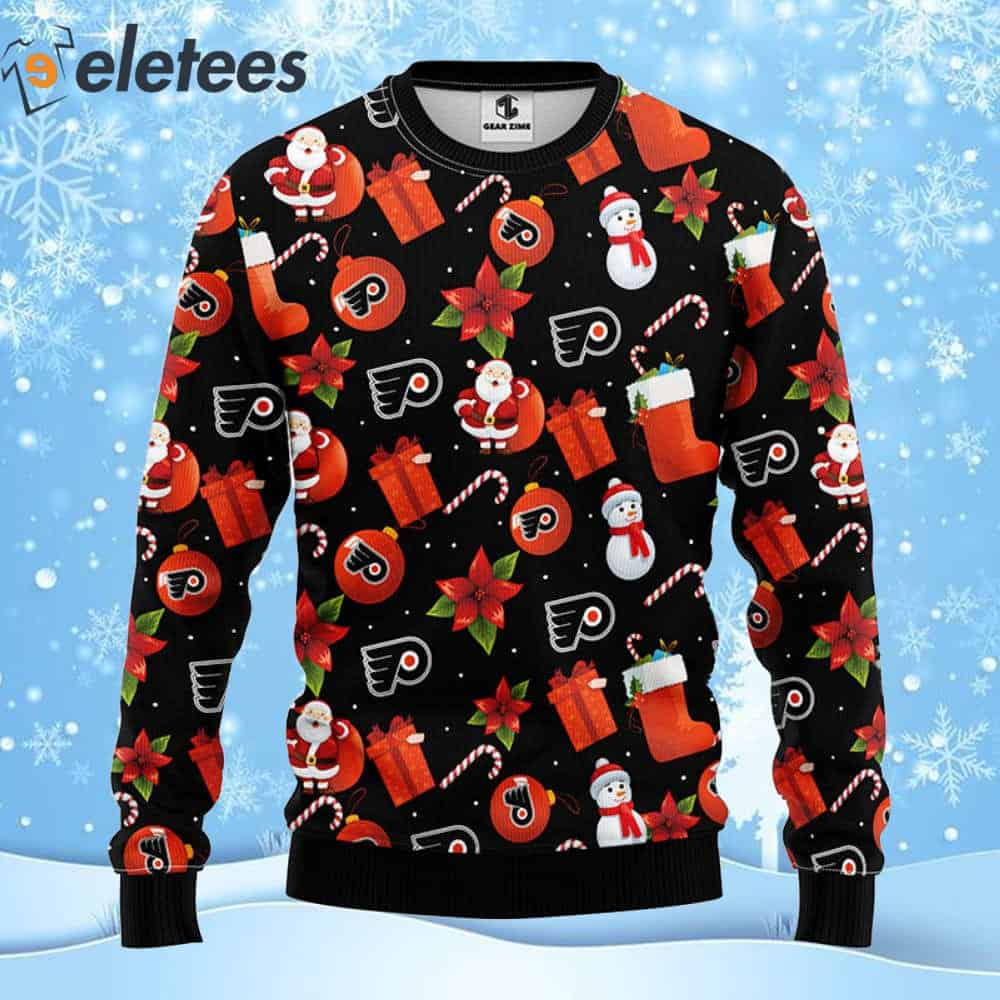 Flyers Hockey Santa Snowman Ugly Christmas Sweater